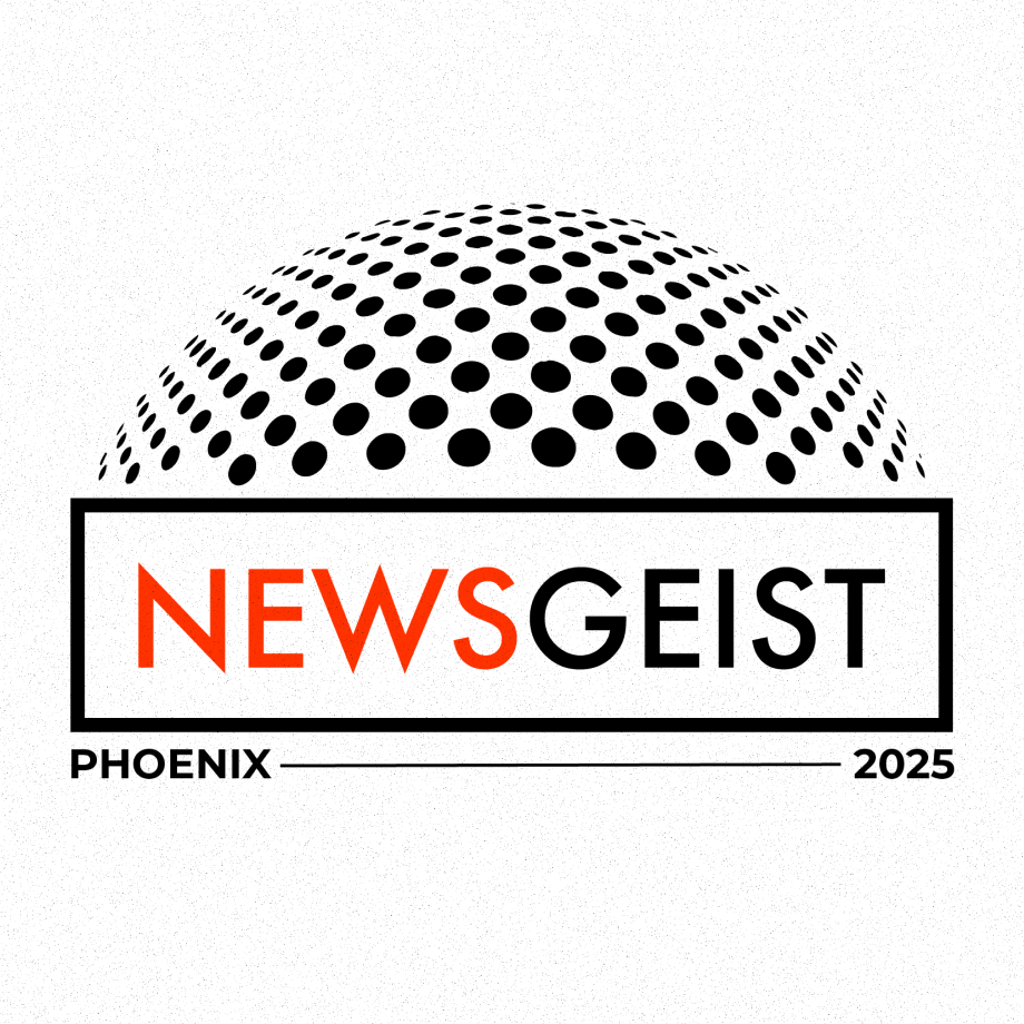 Newsgeist 2025 logo, event information